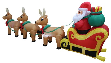 santa in sleigh with reindeer inflatable